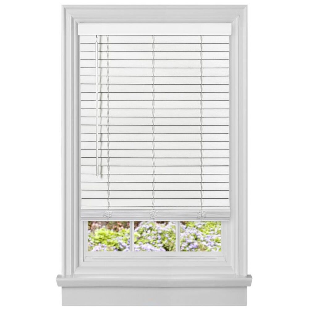 52 x 64 in. Cordless GII Madera Falsa 2 in. Faux Wood Plantation Blind, White